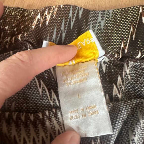 Metro Wear Fall Chevron Maxi Skirt Brown Black L Long Boho Earth Tone - Picture 3 of 5